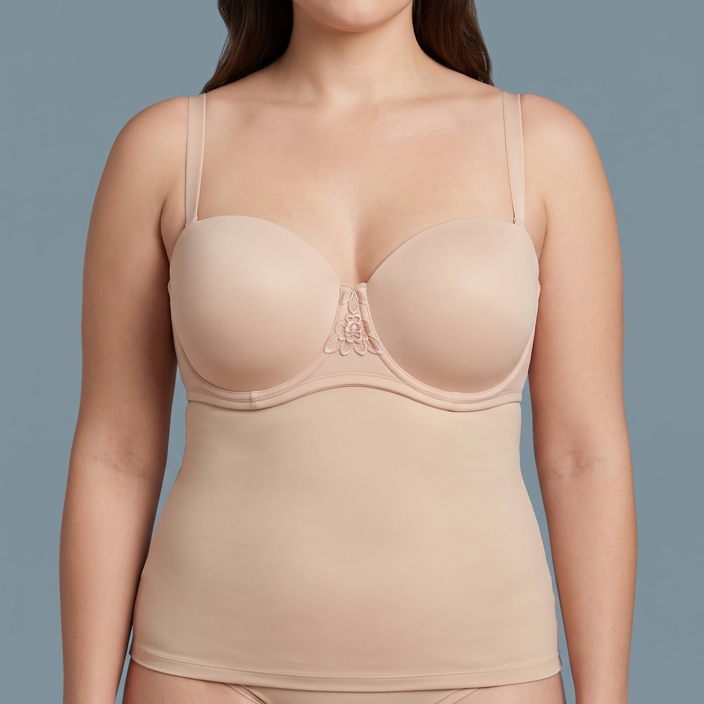 Vanity Fair Bra Womens 36DD Beauty Back 74380 Beige Strapless EUC